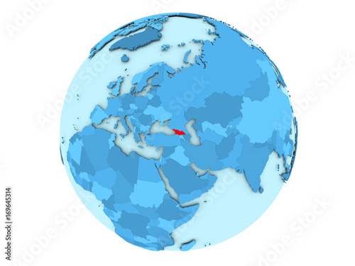 Georgia on blue globe isolated