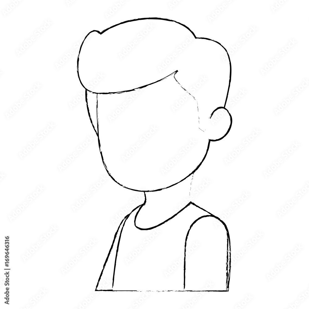Man faceless avatar icon over white background vector illustration Man faceless avatar icon over white background vector illustration