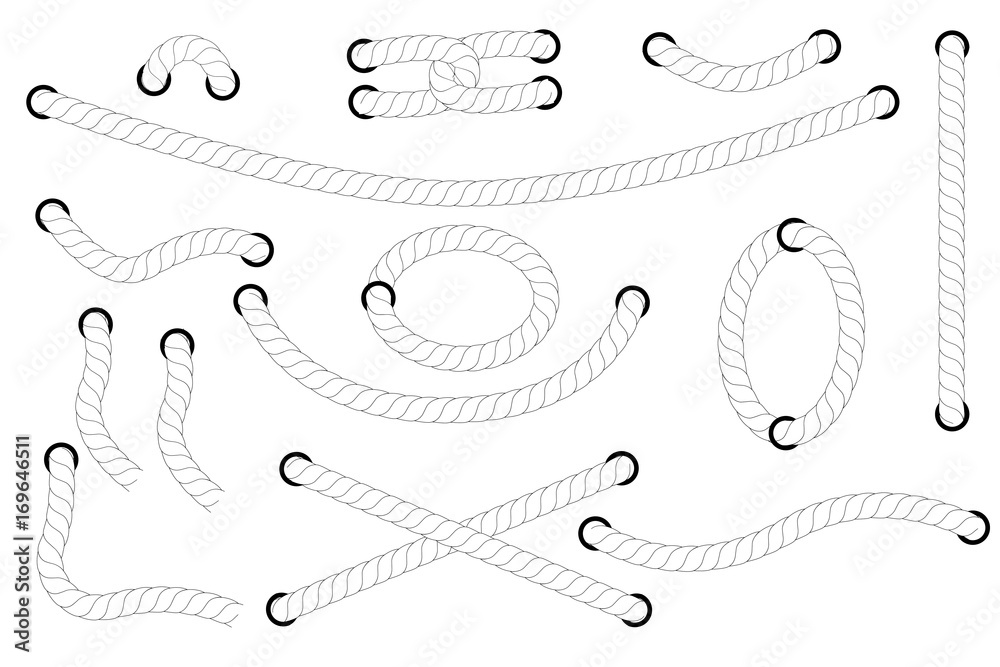 Various White Rope out from hole Various White Rope out from hole