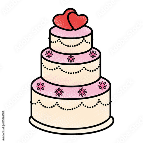 Cute wedding cake icon vector illustration graphic design