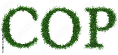 Cop - 3D rendering fresh Grass letters isolated on whhite background.