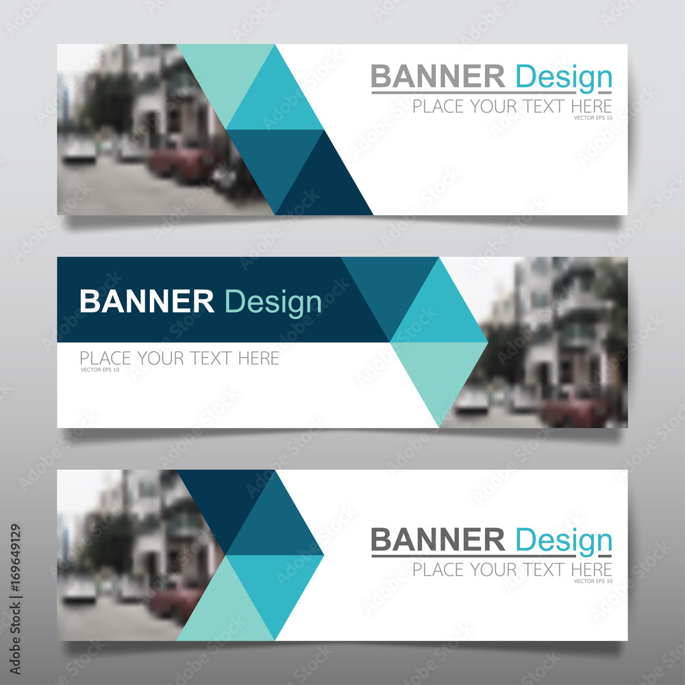 Collection horizontal business banner set vector templates. Clean modern geometric abstract background layout for website design. Simple creative cover header. In rectangle size.