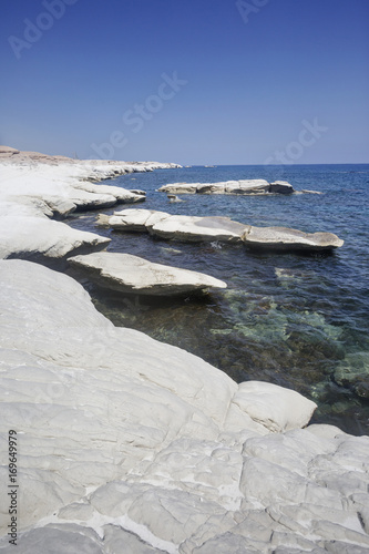 Sea landscape. White rock near Governor's beach, Cyprus