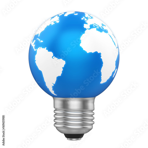 Light Bulb Earth Isolated