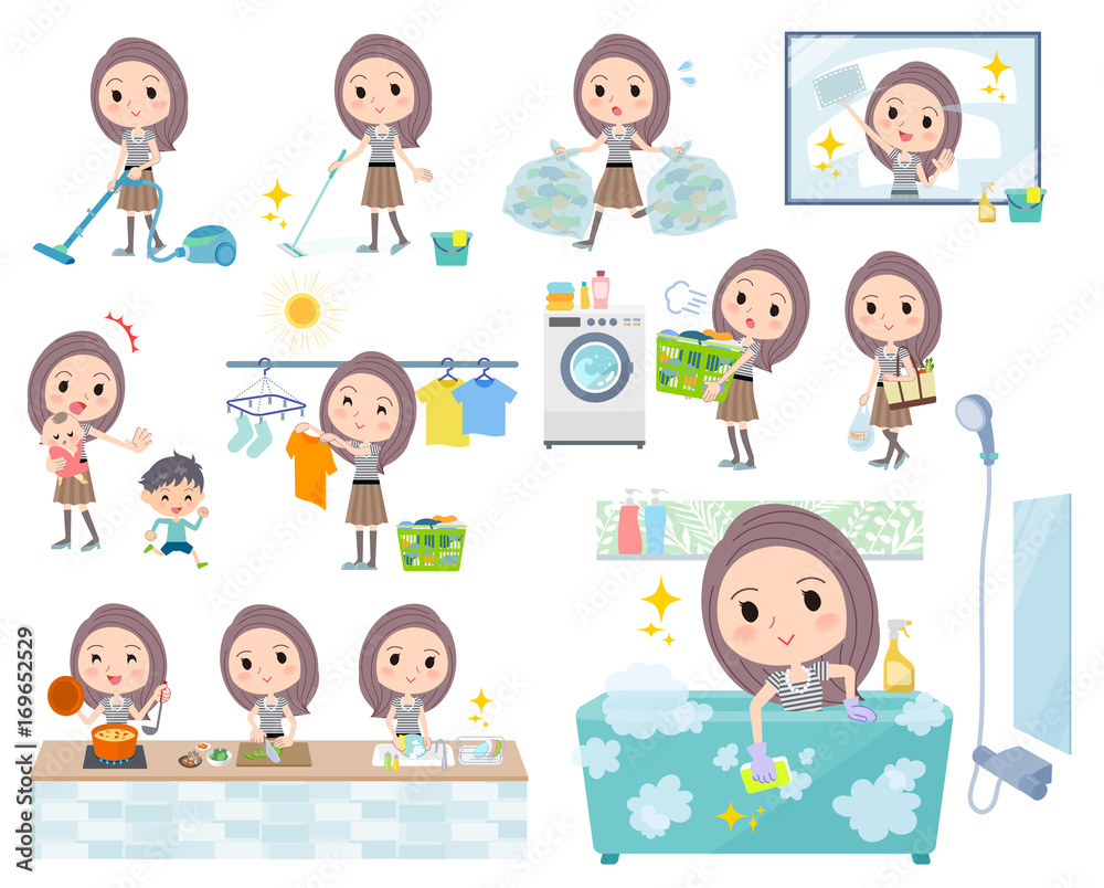 Long hair women_housekeeping Long hair women_housekeeping