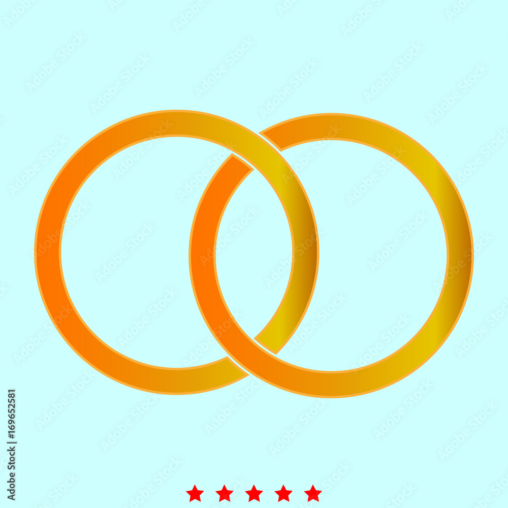 Two bonded wedding rings it is icon .