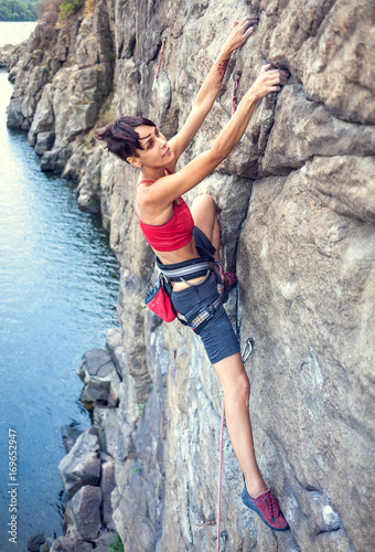 Climber over the water