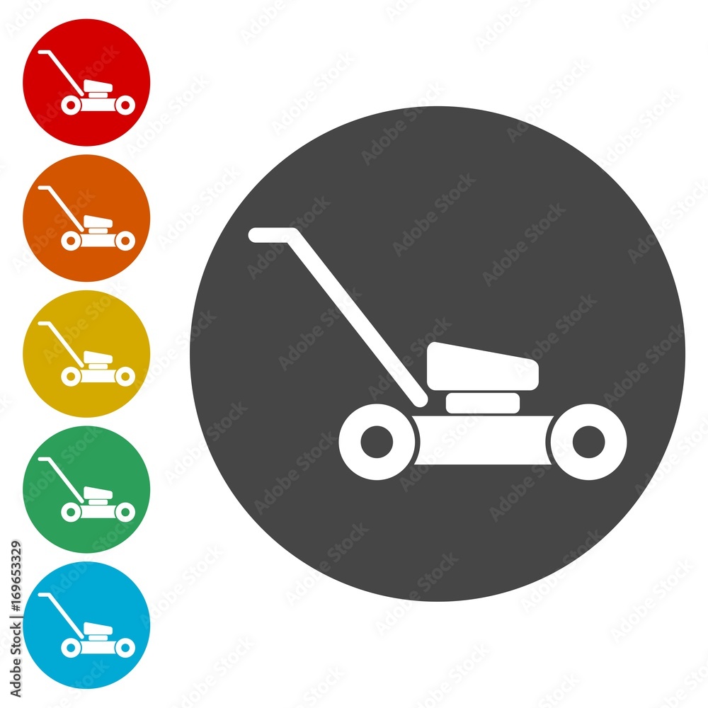 Lawn mower icons set vector illustration Lawn mower icons set vector illustration