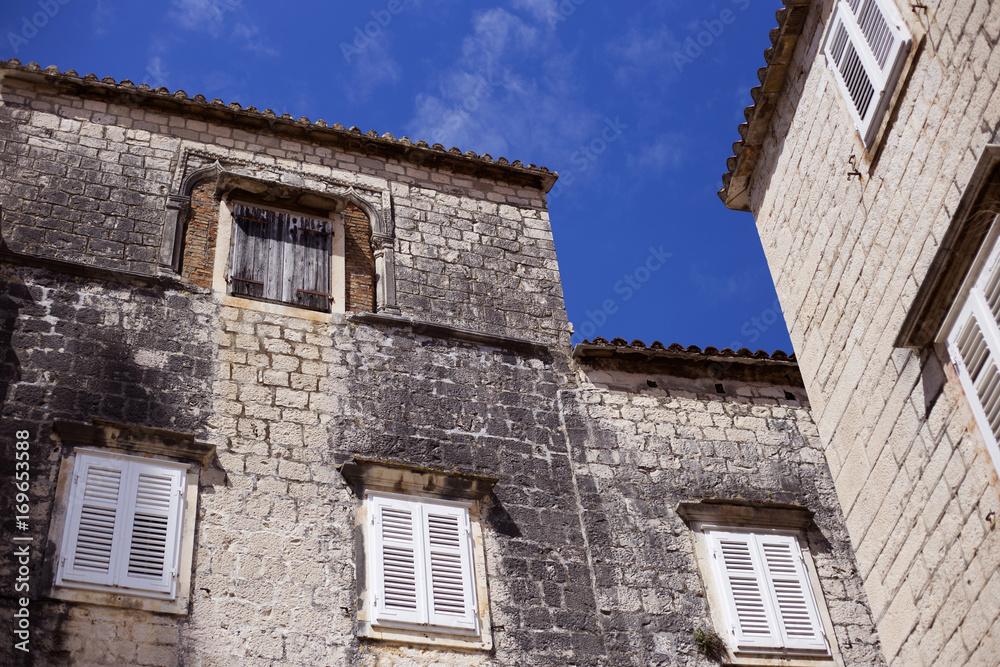 Authentic old dalmatian buildings in Trogir, Croatia