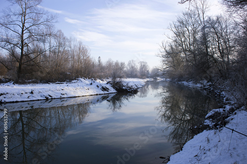 Winter on Odra river in Turopolje, Croatia