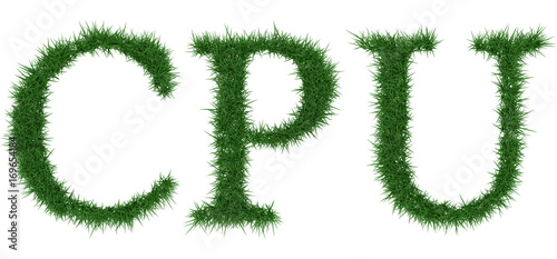 Cpu - 3D rendering fresh Grass letters isolated on whhite background.