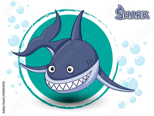 Photography Cute Cartoon Shark on a color background