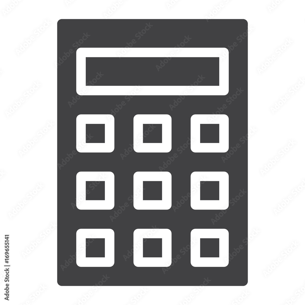 Calculator icon vector, filled flat sign, solid pictogram isolated on white. Symbol, logo illustration. Pixel perfect graphics