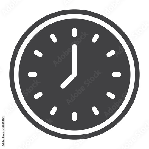 Clock icon vector, filled flat sign, solid pictogram isolated on white. Symbol, logo illustration. Pixel perfect graphics