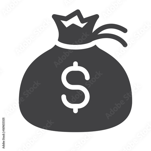 Money bag icon vector, filled flat sign, solid pictogram isolated on white. Symbol, logo illustration. Pixel perfect vector graphics