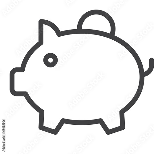 Piggy bank line icon, outline vector sign, linear style pictogram isolated on white. Symbol, logo illustration. Editable stroke. Pixel perfect vector graphics