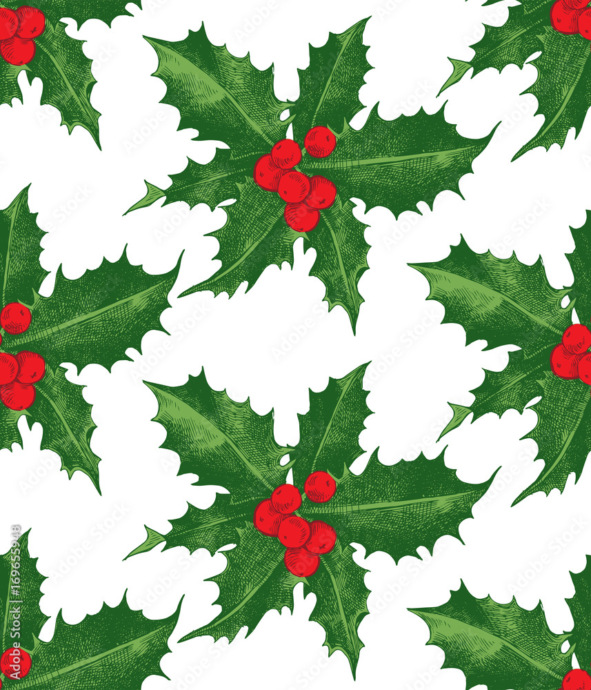 Holly berry Christmas seamless pattern Holly berry Christmas seamless pattern