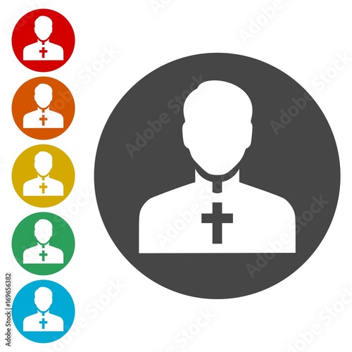 Priest Icons set Flat Graphic Design - Illustration 
