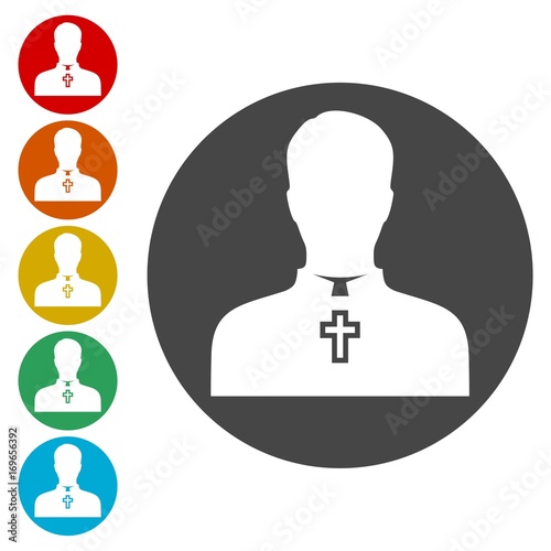 Priest Icons set Flat Graphic Design - Illustration 