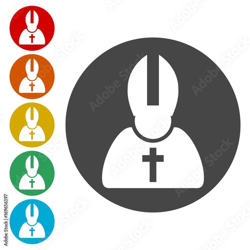 Priest Icons set Flat Graphic Design - Illustration 