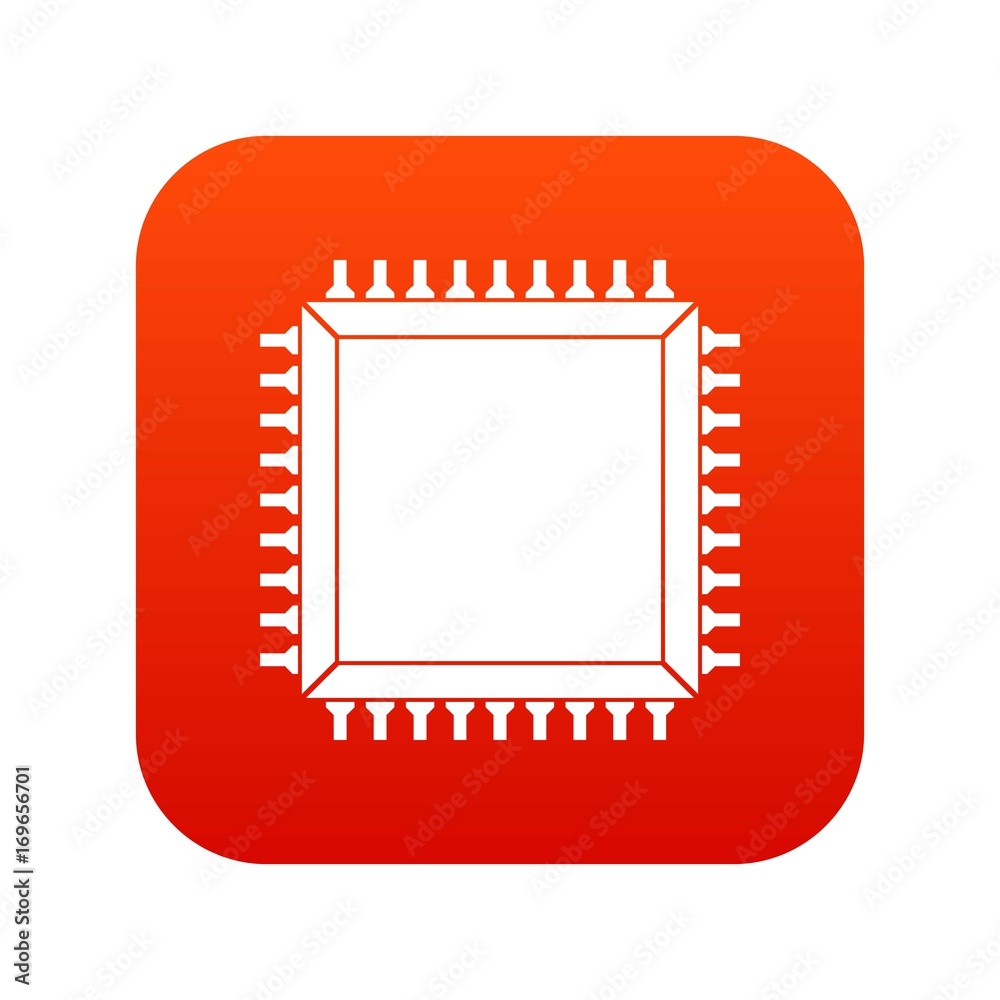 Computer microchip icon digital red Computer microchip icon digital red
