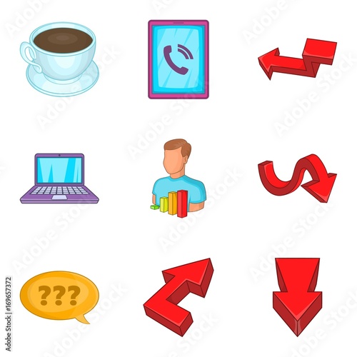 Estimation icons set, cartoon style