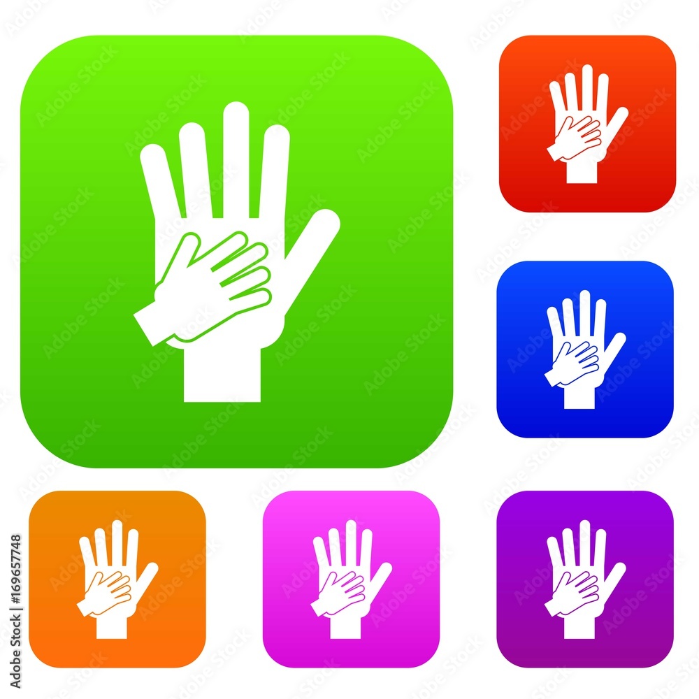 Parent and child hands together set collection Parent and child hands together set collection