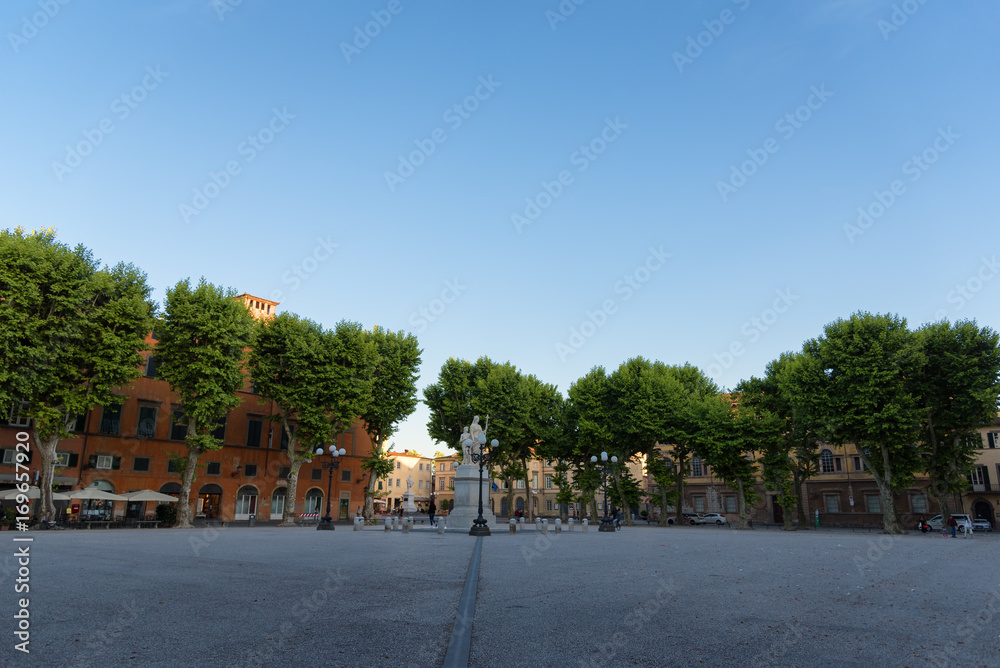 Piazza Napoleone (Napoleone square) in Lucca, Tuscany, Italy