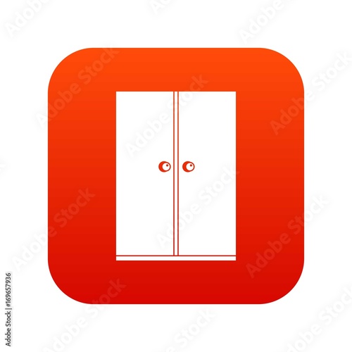 Wooden wardrobe icon digital red