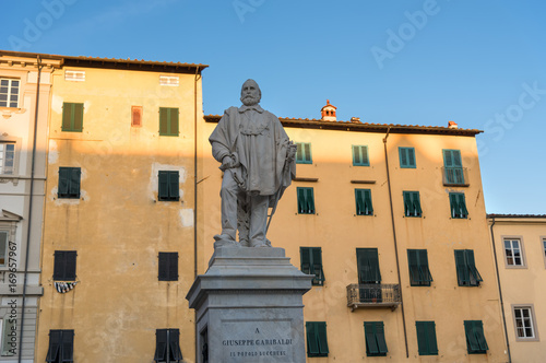 Statue of Giuseppe Garibaldi in Lucca. Garibaldi was an Italian general, politician and nationalist who played a large role in the history of Italy