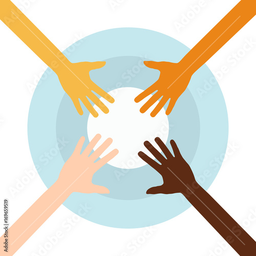 Four hands together team work