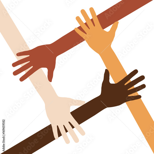Four hands together team work