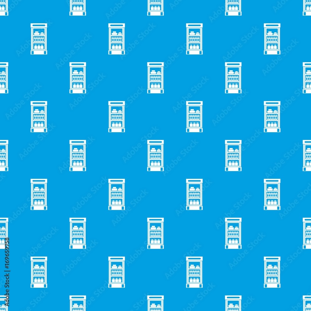 Products in the supermarket refrigerator pattern seamless blue