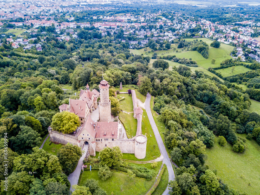 Aerial view of Altenburg castle in Bamberg, Germany