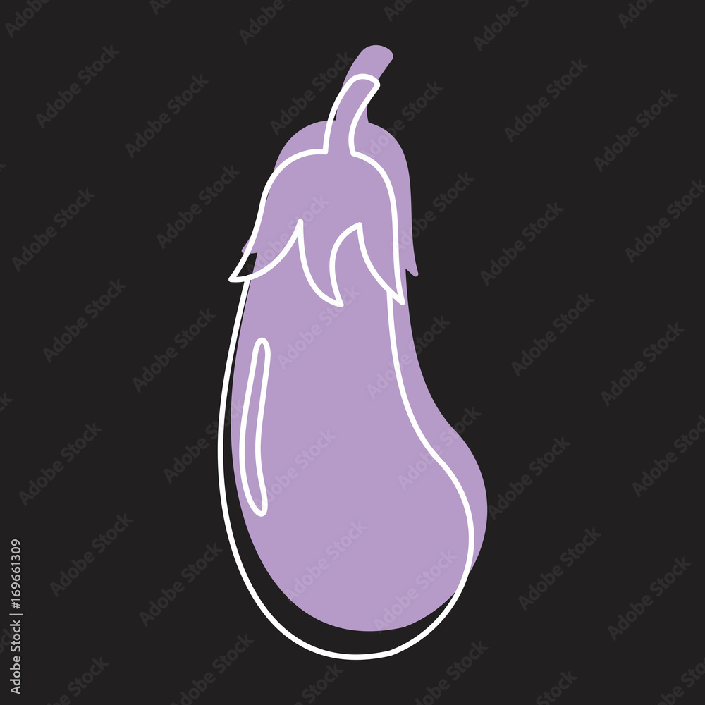 Eggplant doodle icon vector illustration for design and web isolated on black Eggplant doodle icon vector illustration for design and web isolated on black