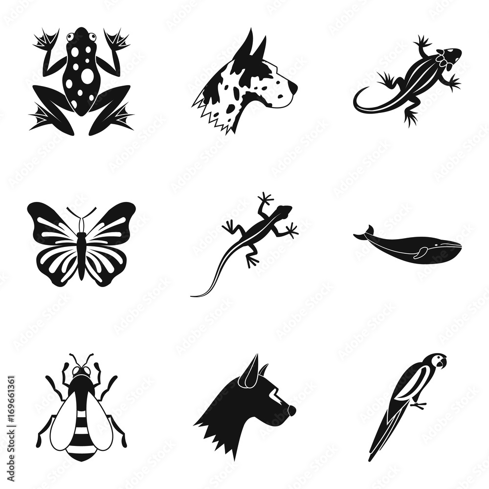 Bug icons set, simple style