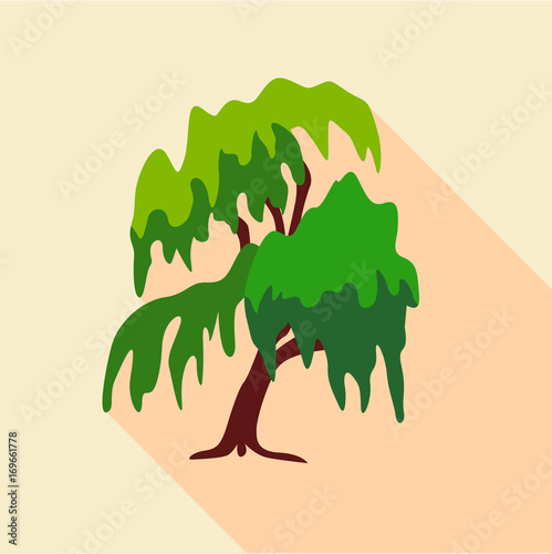 Willow tree icon, flat style