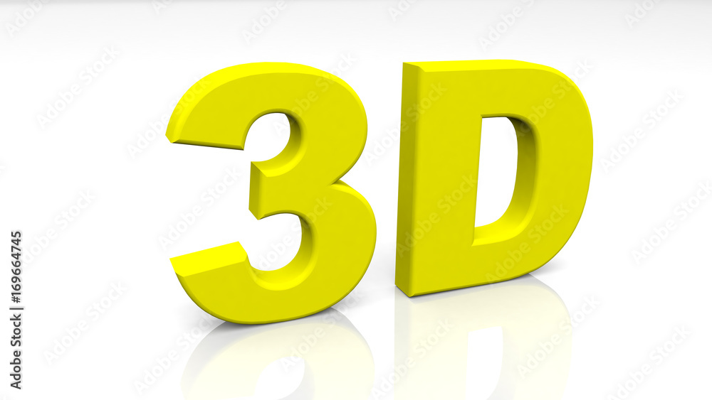 3D rendering yellow 3D word isolated on white background 3D rendering yellow 3D word isolated on white background