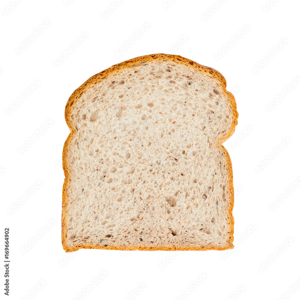 Slice of germinated brown rice bread isolated on white Slice of germinated brown rice bread isolated on white