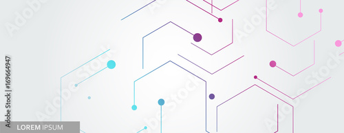 Vector banner design, white background with hexagon pattern