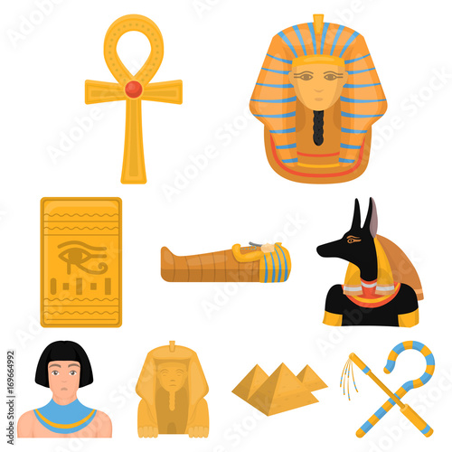 Ancient Egypt set icons in cartoon style. Big collection of ancient Egypt vector symbol stock illustration