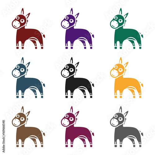 Donkey icon in black style isolated on white background. Animals symbol stock vector illustration.