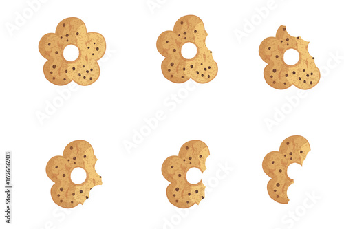  Bitten  chip cookie vector illustration set