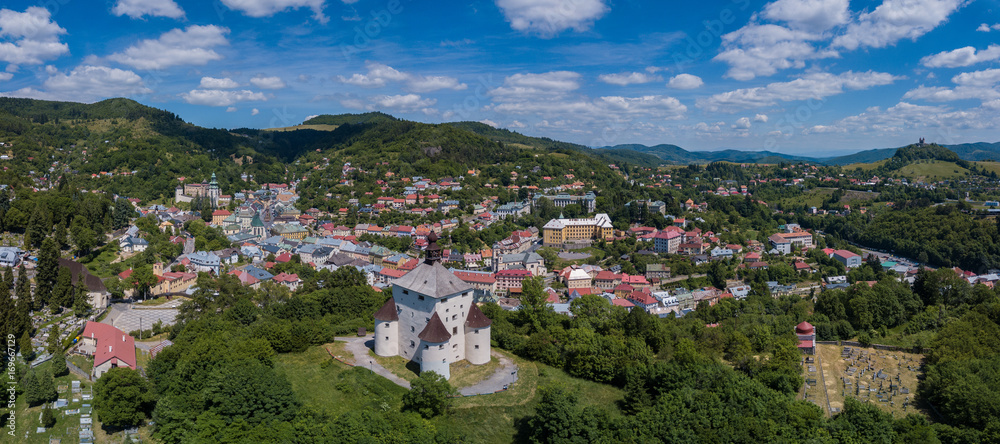 Aerial view of Banska Stiavnica City Panorama