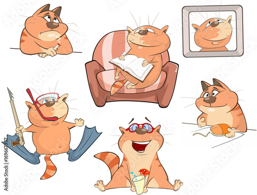 
Set  Cartoon Illustration. A Cute Cats for you Design