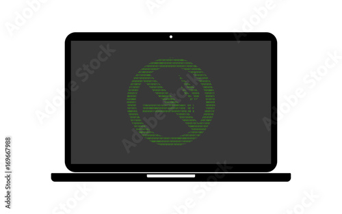 Fototapeta Naklejka Na Ścianę i Meble -  Hacker Laptop Rauchen Verboten