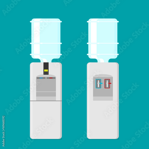 Flat vector icon for water cooler. Gray water cooler set