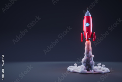 Fotografiet Red rocket launching