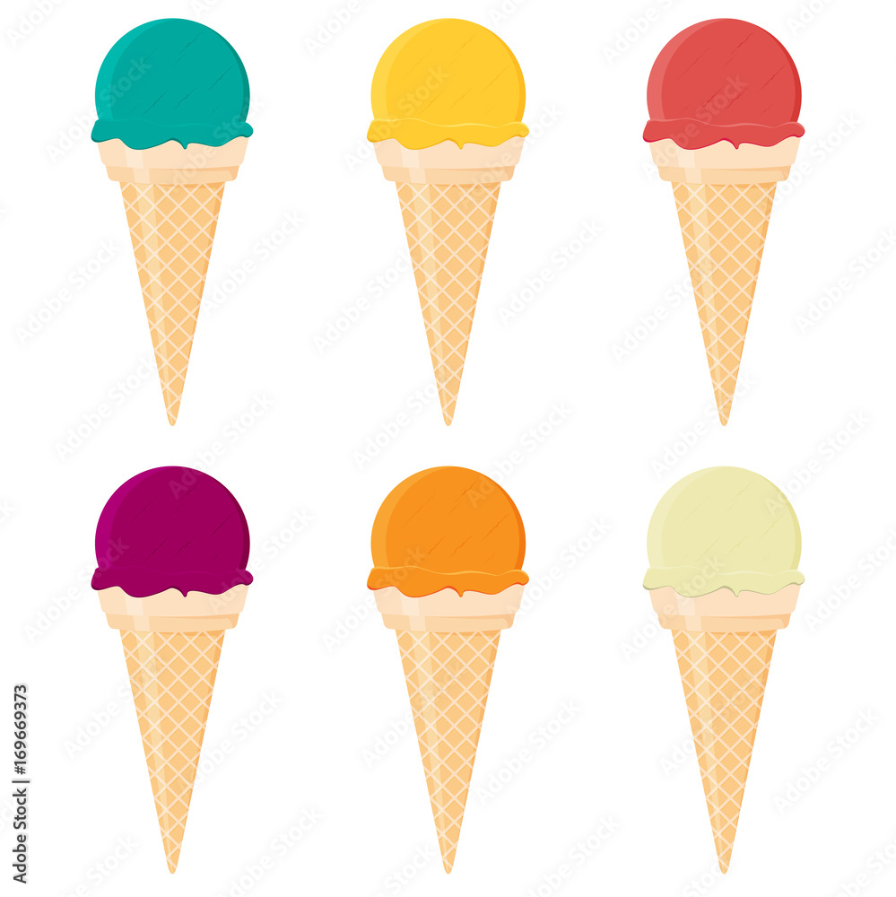 Ice cream flat vector set isolated on white background Ice cream flat vector set isolated on white background