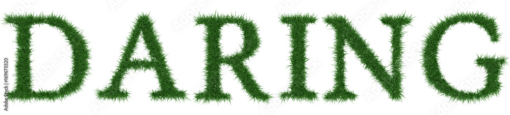 Daring - 3D rendering fresh Grass letters isolated on whhite background. Daring - 3D rendering fresh Grass letters isolated on whhite background.